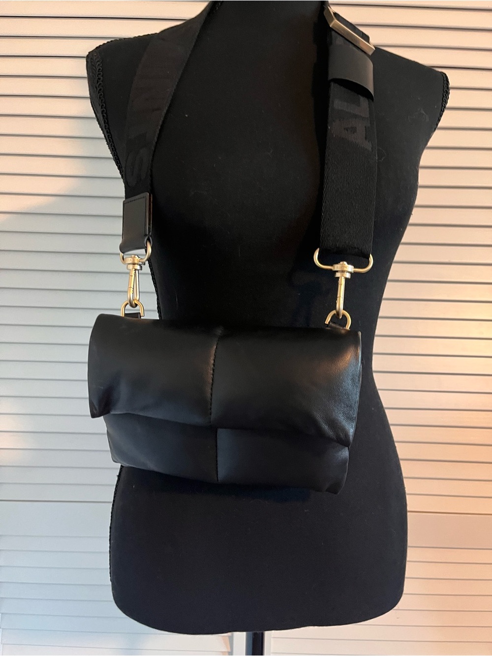 All Saints Ezra Black Padded Crossbody Wallet Bag with Branded Strap - Picture 6 of 6